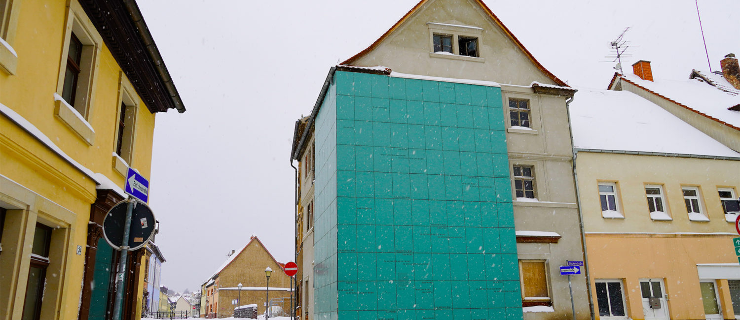 Hauswand Luther und die Medienrevolution im Winter